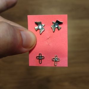 Dove/Cross Earrings (2 Pairs - Post Style)